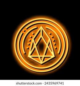 eos cryptocurrency coin neon light sign vector. eos cryptocurrency coin illustration