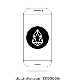 EOS cryptocurrency icon logo vector on smartphone illustration