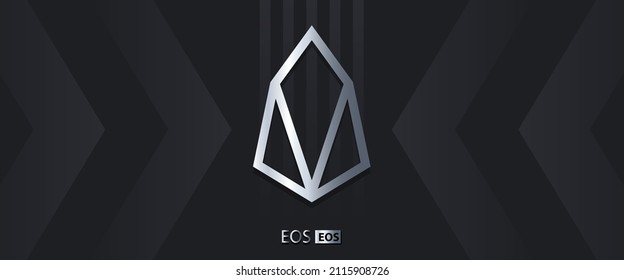 Ilustración vectorial del símbolo Cryptocurrency de Eos. Fondo tecnológico basado en cadena de bloques con diseño de logotipo cripto. 