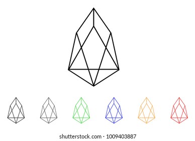 Eos Currency icon. Vector illustration style is a flat iconic eos currency symbol with gray, yellow, green, blue, red, black color versions. Designed for web and software interfaces.