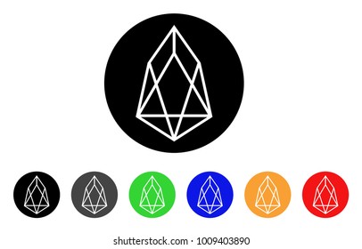 Eos Currency icon. Vector illustration style is a flat iconic eos currency symbol with grey, yellow, green, blue, red, black color variants. Designed for web and software interfaces.