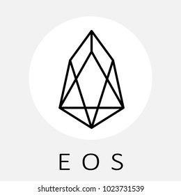 EOS decentralized blockchain applications on WebAssembly. EOS vector black white logo and icon.