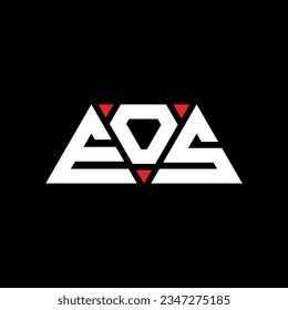 EOS triangle letter logo design with triangle shape. EOS triangle logo design monogram. EOS triangle vector logo template with red color. EOS triangular logo Simple, Elegant, and Luxurious design.