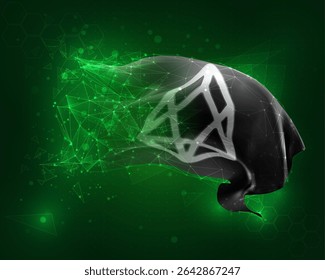 EOS, vector 3d flag on green background and numbers