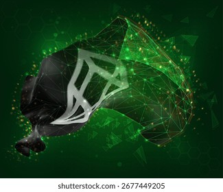 EOS, vector 3d flag on green background