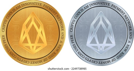 eos  virtual currency logo. vector illustrations. 3d illustrations.