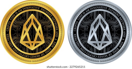 eos  virtual currency logo. vector illustrations. 3d illustrations.