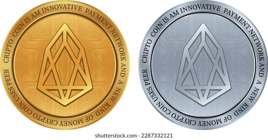 eos  virtual currency logo. vector illustrations. 3d illustrations.