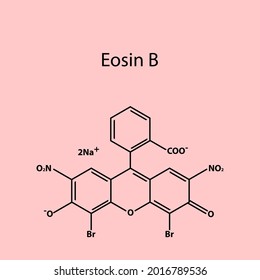 Eosin B Dye biomolecule molecular formula. Skeletal molecule structure vector eps10.