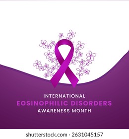 Eosinophilic Disorder awareness month background design with Magenta silk ribbon.