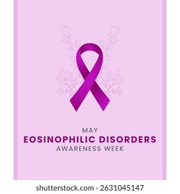 Eosinophilic Disorder awareness Week background design with Magenta silk ribbon.