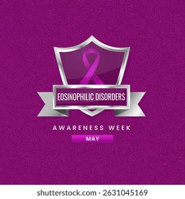 Eosinophilic Disorder awareness Week background design with Magenta silk ribbon.