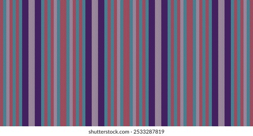 Eovely vector textile background, editable stripe vertical texture. Utroke fabric seamless pattern lines in violet and teal colors palette.