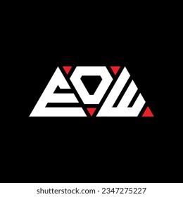 EOW triangle letter logo design with triangle shape. EOW triangle logo design monogram. EOW triangle vector logo template with red color. EOW triangular logo Simple, Elegant, and Luxurious design.