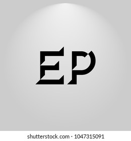 EP Abstract Black Letters with white and gray background in highlight