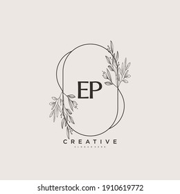 EP Beauty Vektor Initial Logo Kunst, Handschrift Logo der ersten Signatur, Hochzeit, Mode, Jewerly, Boutique, Blumen und botanisch mit kreativen Vorlage für jedes Unternehmen oder Unternehmen.