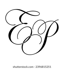 EP Calligraphy Monogram Initial Letters Logo