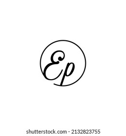 Concepto femenino de círculo EP logotipo inicial mejor para la belleza y la moda