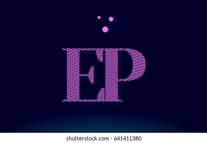 ep e p alphabet letter logo pink line stripes magenta purple blue font creative text dots company vector icon design template