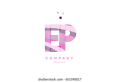 ep e p alphabet letter logo pink purple line font creative text dots company vector icon design template