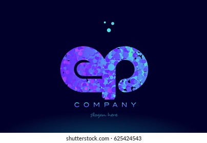 ep e p alphabet pink blue bubble circle dots creative letter company logo vector icon design template