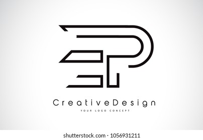 EP E P Letter Logo Design in Black Colors. Creative Modern Letters Vector Icon Logo Illustration.