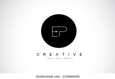 EP E P Logo Design with Black and White Creative Icon Text Letter Vector.