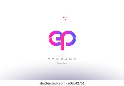 ep e p  pink purple modern creative gradient alphabet company logo design vector icon template