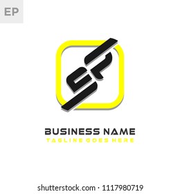 EP initial box letter logo template vector