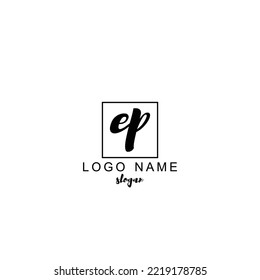 EP Initial Handwriting Logo Design Template Vector