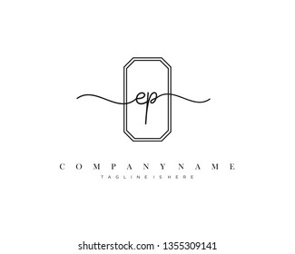 EP initial handwriting logo template vector