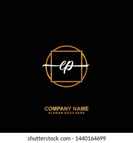 EP Initial handwriting logo template vector