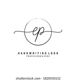 EP Initial handwriting logo template vector