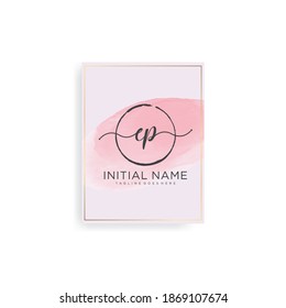 EP Initial handwriting logo vector. Hand lettering Watercolor background for designs.