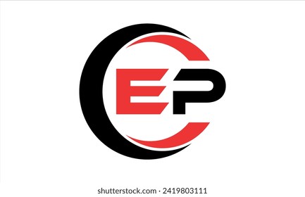EP initial letter creative circle icon swoosh logo design vector. monogram, lettermark, circle, calligraphy, symbol, emblem, elegant, abstract, wordmark, sign, art, typography, icon, minimal, premium