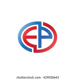 EP initial letters looping linked ellipse logo red blue