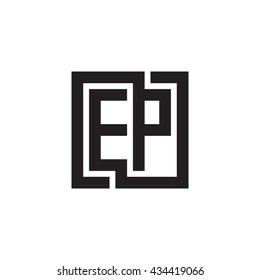 EP initial letters looping linked square monogram logo