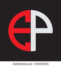 EP Initial Logo design Monogram Isolated on black background