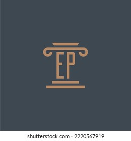 EP initial monogram for lawfirm logo with pillar design