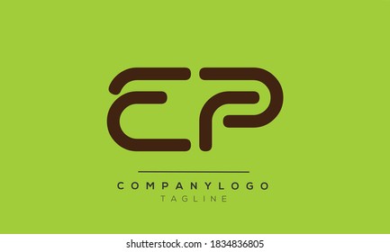 Diseño del logotipo del alfabeto del texto en monograma de las iniciales del EP