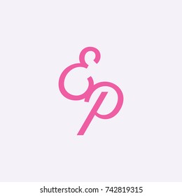 EP Letter creative square background 