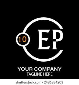 Diseño de logotipo de letra EP. Fondo negro.