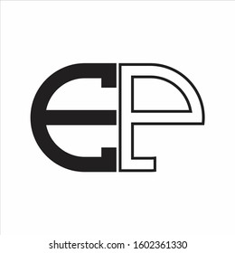 EP Letter logo monogram with oval shape negative space design template white background