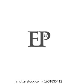 
EP letter logo with a window symbol. logos for real estate companies
