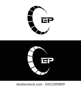 EP logo. E P design. White EP letter. EP, E P letter logo design. Initial letter EP linked circle uppercase monogram logo.