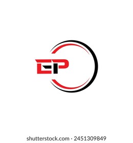 EP logo. E P design. White EP letter. EP, E P letter logo design. Initial letter EP linked circle uppercase monogram logo.