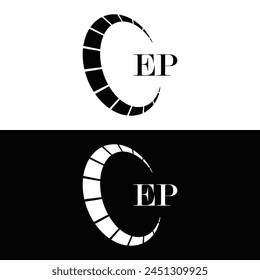 EP logo. E P design. White EP letter. EP, E P letter logo design. Initial letter EP linked circle uppercase monogram logo.