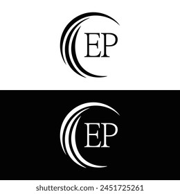 EP logo. E P design. White EP letter. EP, E P letter logo design. Initial letter EP linked circle uppercase monogram logo.