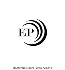EP logo. E P design. White EP letter. EP, E P letter logo design. Initial letter EP linked circle uppercase monogram logo.