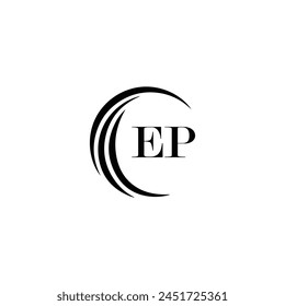 EP logo. E P design. White EP letter. EP, E P letter logo design. Initial letter EP linked circle uppercase monogram logo.
